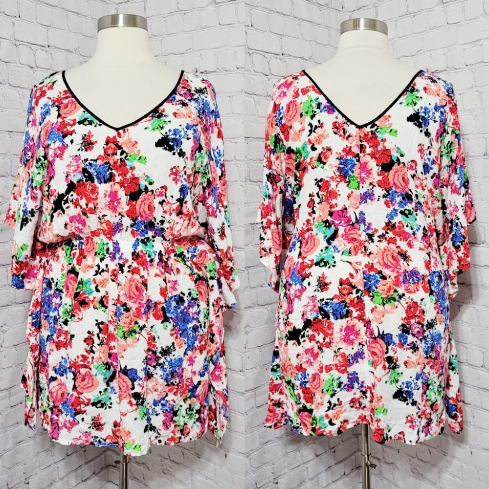 Marks & Spencer Floral V-Neck Poncho Style Tunic XL